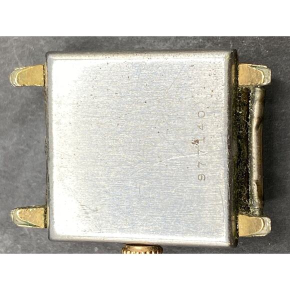 Benrus Vintage 17 Jewel s Square Fancy Tank Style Wristwatch Gold Dial No Band main image 5